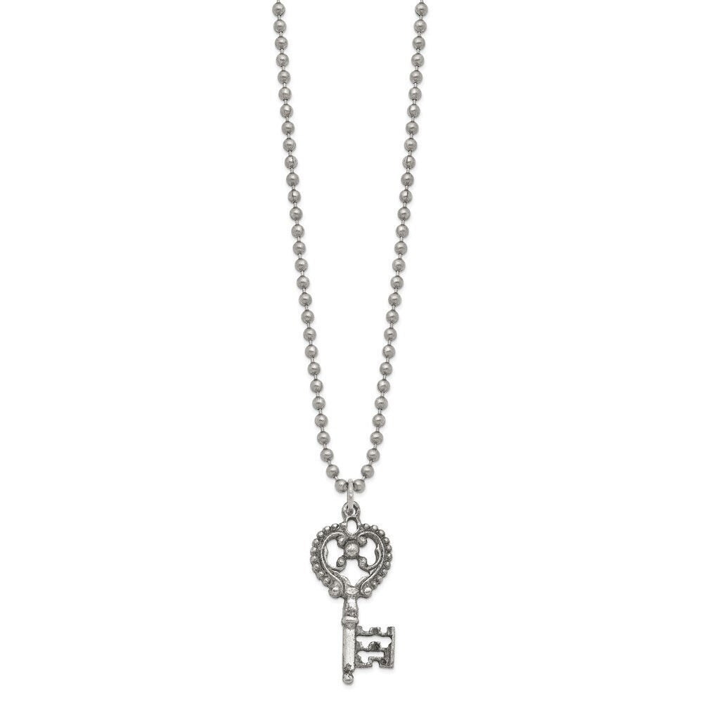 1928 Jewelry Silver-tone Filigree Key 23.5 inch Necklace